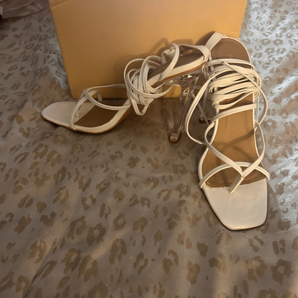 PrettyLittleThing White Strappy Heels